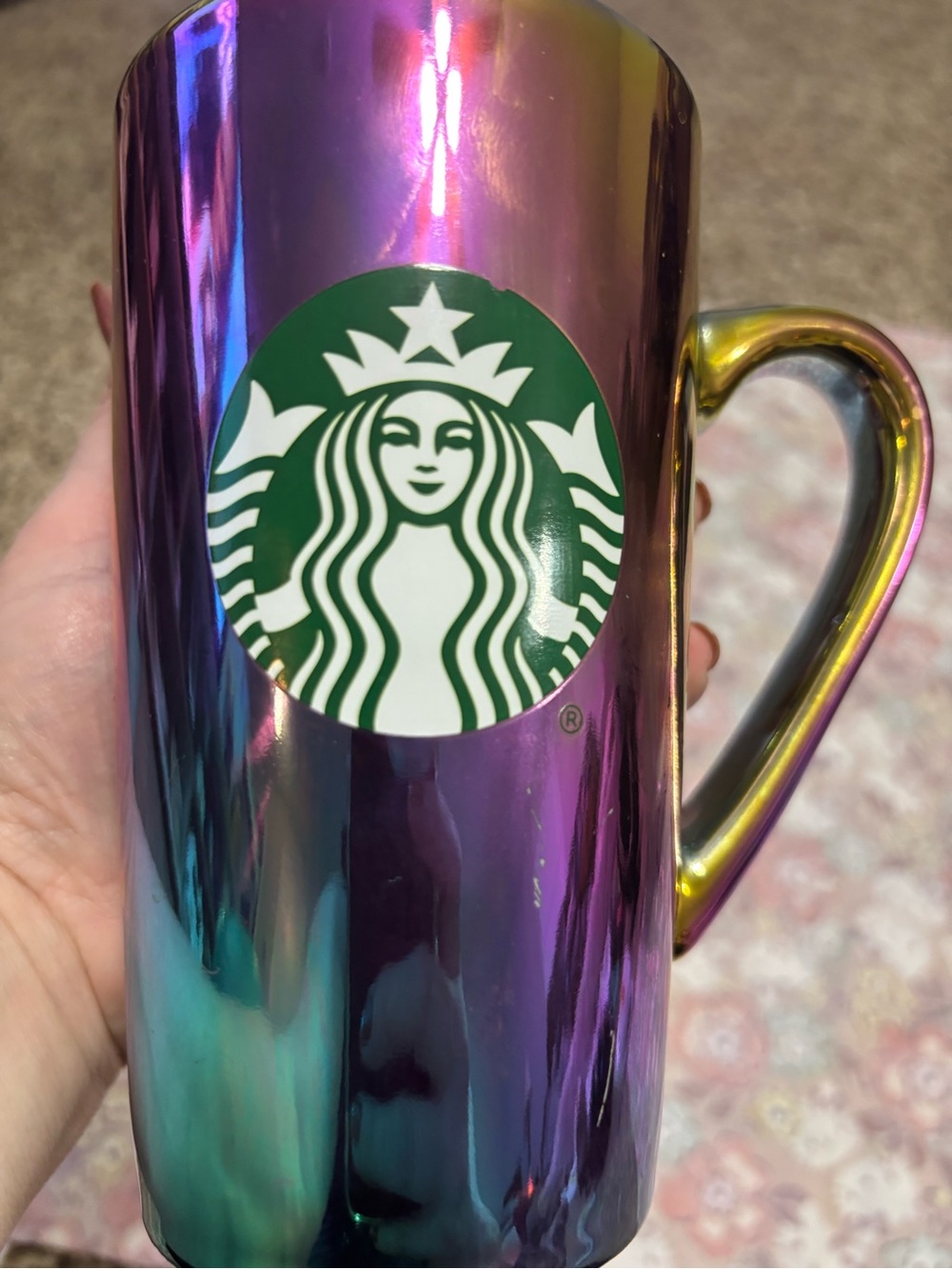 Starbucks 2023 16 fl oz Iridescent Multicolor Purple Blue Gold Ceramic Mug